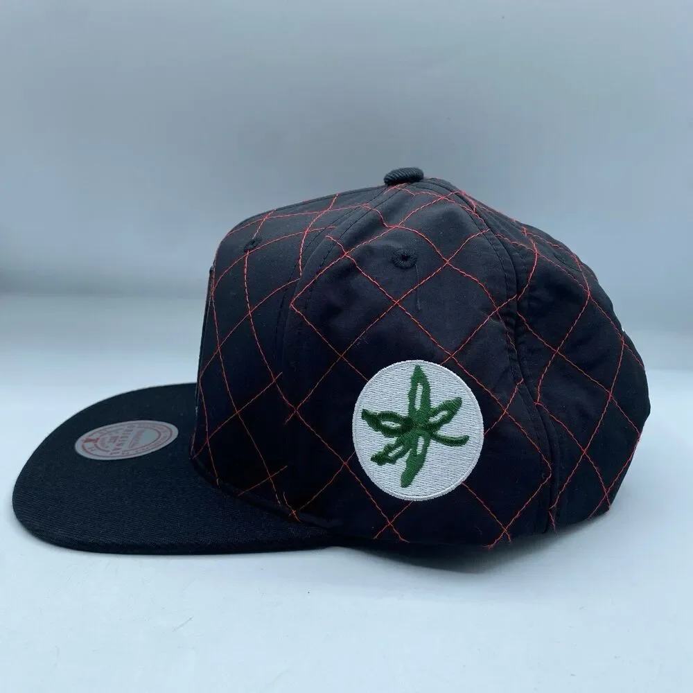 Ohio State Buckeyes Mitchell & Ness Hat OSFA Black Red Quilted Taslan Snapback